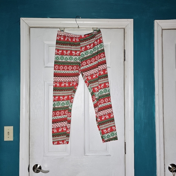 Two Pairs Christmas Fairisle Holiday Leggings Large - Picture 6 of 15
